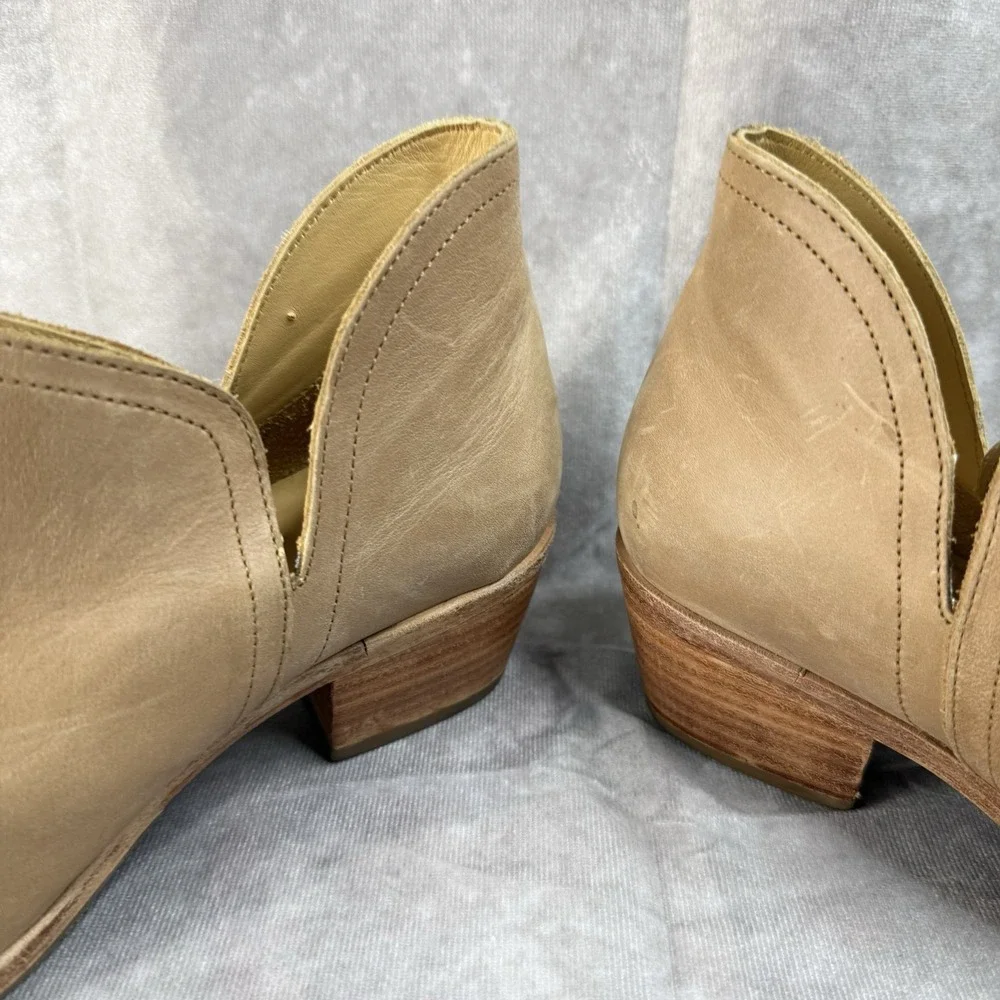 Nisolo Mia Leather Western Chunky Block Heel Ankle Bootie‎ In Tan Women's Size 9